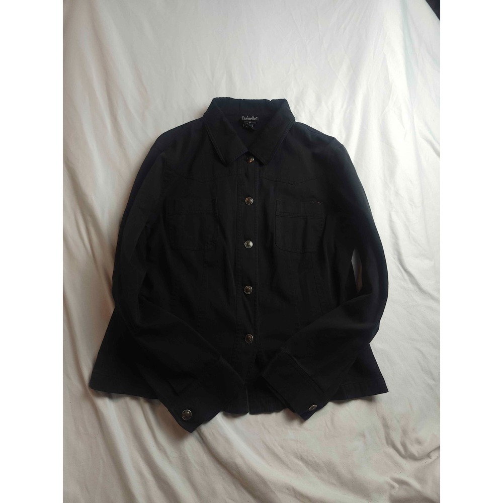 Rafaella Trucker Jacket Womens 14 Black Whimsigoth Minimalist Indie Gorpcore